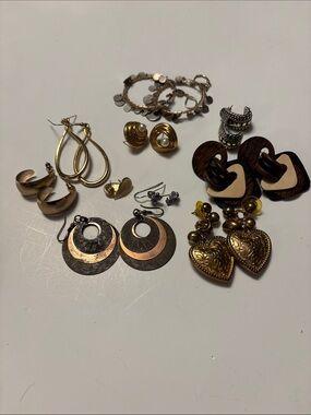 10pairs some vintage Mixed Gold and Wood Women’s Earring Set – Assorted Styles